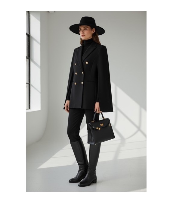 Veste cape femme noire élégante