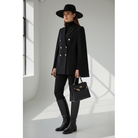 Veste cape femme noire élégante