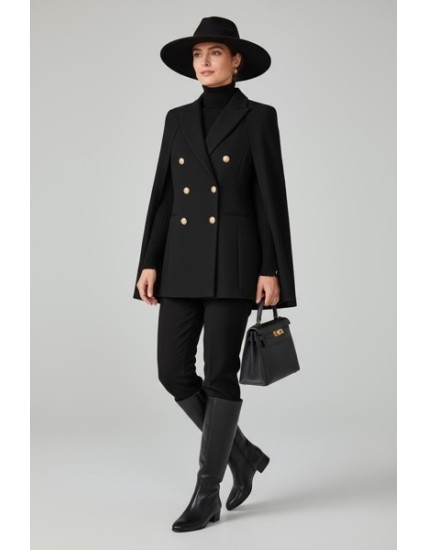 Veste cape femme noire élégante