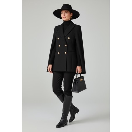 Veste cape femme noire élégante