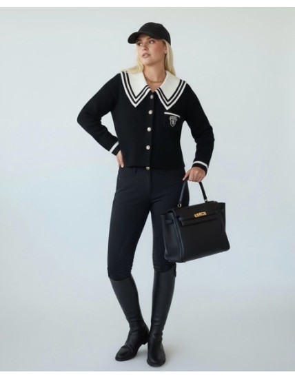 Veste noire à col marin chic pour femme