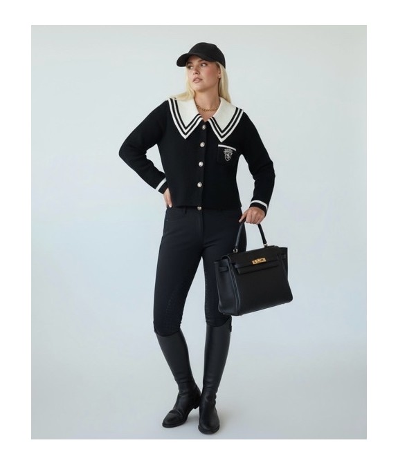 Veste noire à col marin chic pour femme