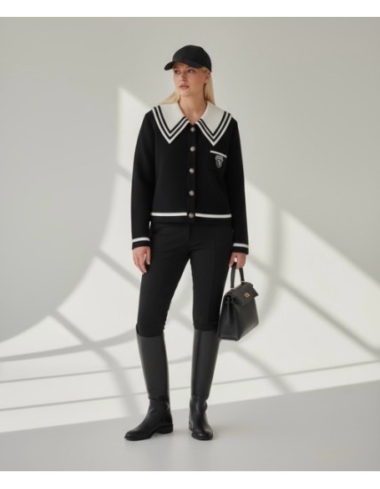 Veste noire à col marin chic pour femme