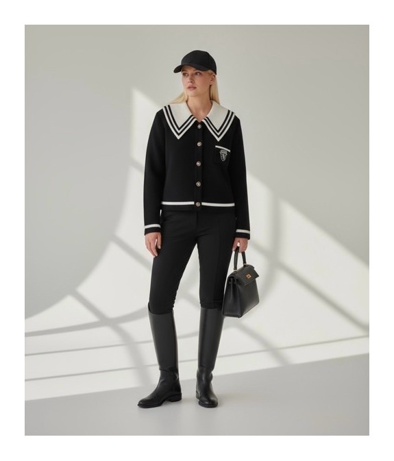 Veste noire à col marin chic pour femme