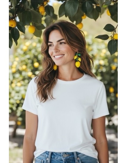 BOUCLE ACIER INOXYDABLE CITRON JAUNE