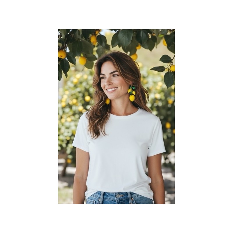 BOUCLE ACIER INOXYDABLE CITRON JAUNE