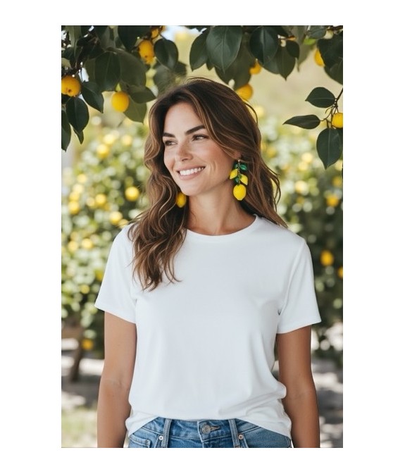 BOUCLE ACIER INOXYDABLE CITRON JAUNE