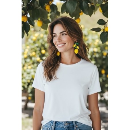 BOUCLE ACIER INOXYDABLE CITRON JAUNE