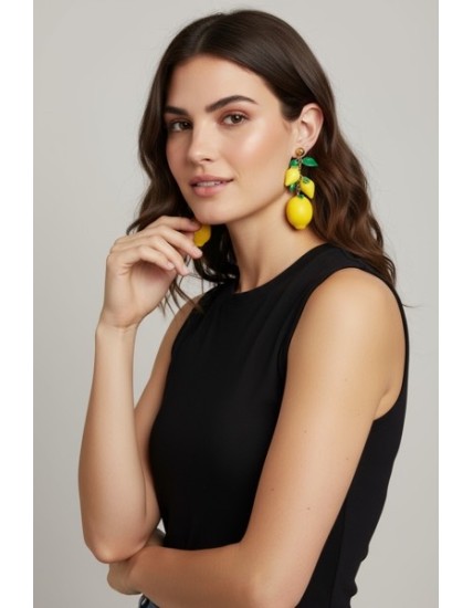 BOUCLE ACIER INOXYDABLE CITRON JAUNE