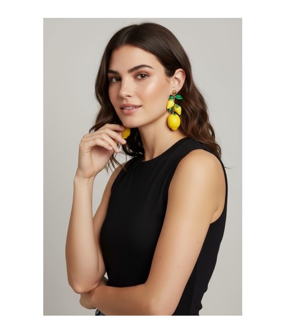 BOUCLE ACIER INOXYDABLE CITRON JAUNE