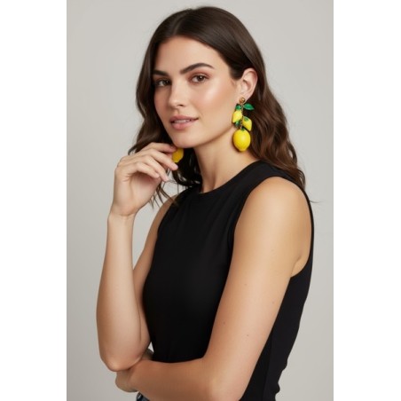 BOUCLE ACIER INOXYDABLE CITRON JAUNE