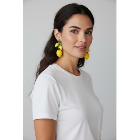 BOUCLE ACIER INOXYDABLE CITRON JAUNE