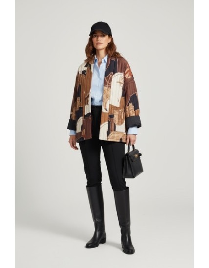 veste femme oversize, veste patchwork chic, veste imprimée automne, veste graphique femme, veste originale, veste tendance 2025,