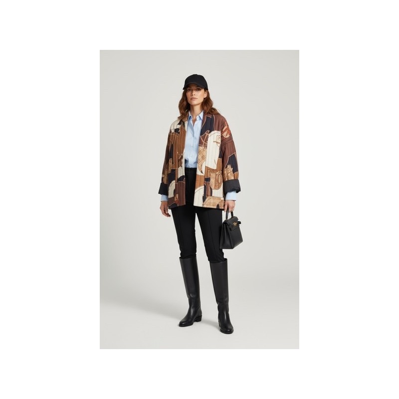 Veste oversize à imprimé graphique patchwork