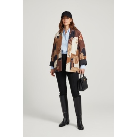 veste femme oversize, veste patchwork chic, veste imprimée automne, veste graphique femme, veste originale, veste tendance 2025,
