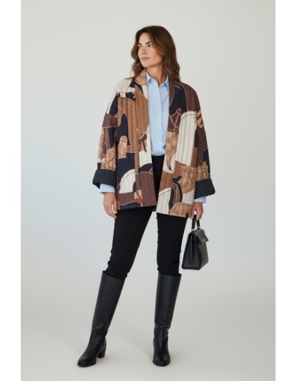 Veste oversize à imprimé graphique patchwork