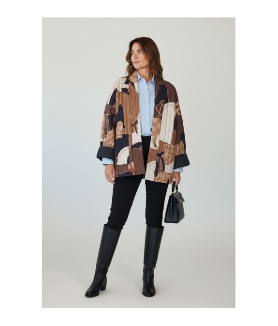 Veste oversize à imprimé graphique patchwork