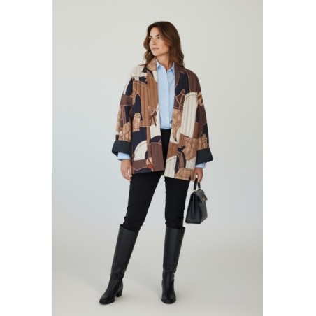 veste femme oversize, veste patchwork chic, veste imprimée automne, veste graphique femme, veste originale, veste tendance 2025,