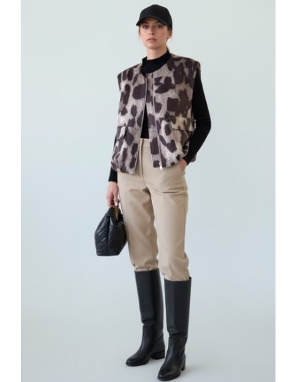 Veste sans manches en coton imprimé animal – style chic et décontracté