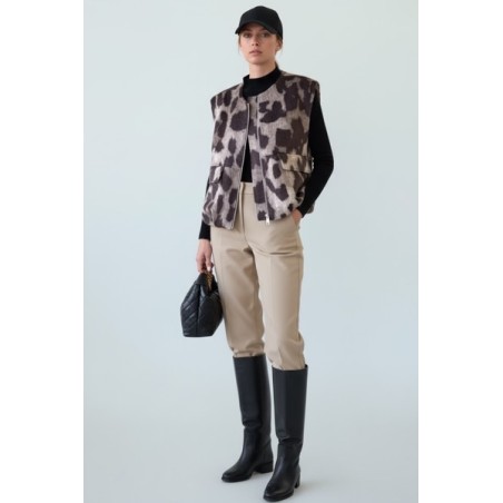 Veste sans manches en coton imprimé animal – style chic et décontracté