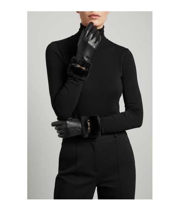 gants femme simili cuir, gants hiver élégants, gants noirs chic, accessoires mode femme, gants chauds tendance, gants vegan cuir
