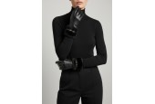 Gants en simili cuir noir pour femme