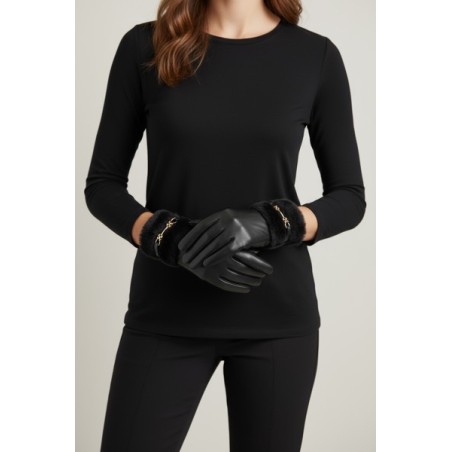 gants femme simili cuir, gants hiver élégants, gants noirs chic, accessoires mode femme, gants chauds tendance, gants vegan cuir