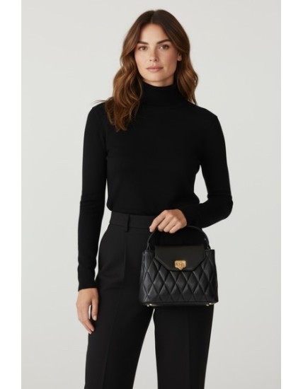 Sac à main noir matelassé élégant