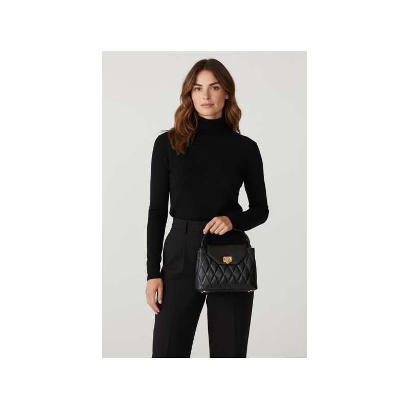 Sac à main noir matelassé élégant