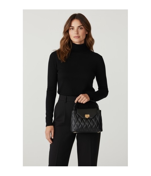 Sac à main noir matelassé élégant
