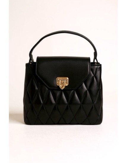 Sac à main noir matelassé élégant