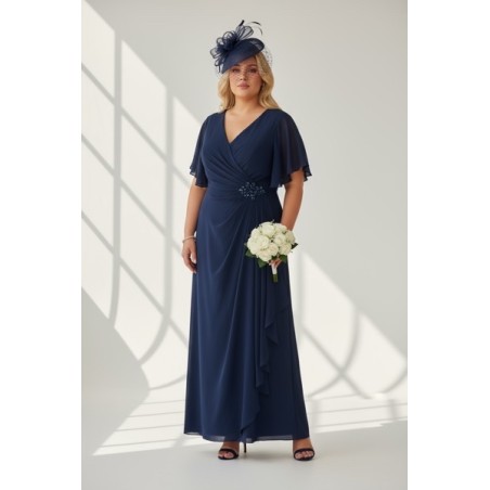 robe de cérémonie femme, robe longue bleu marine, robe mère de la mariée, robe élégante mariage, robe invitée cérémonie, robe fl