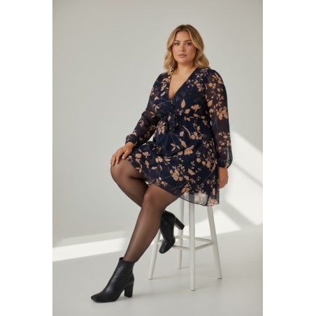 Robe effet portefeuille fleurie grande taille à manches longues