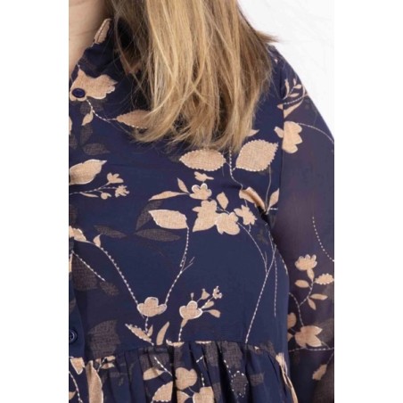 Robe effet portefeuille fleurie grande taille à manches longues