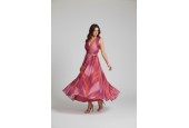 Robe longue plissée rose fuchsia