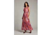 Robe longue plissée rose fuchsia
