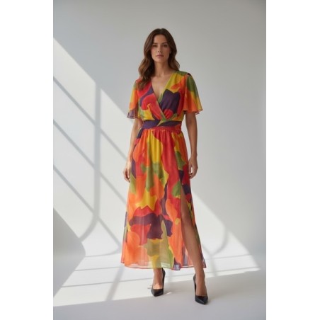 Robe longue fluide à imprimé fleuri multicolore