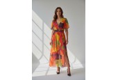 Robe longue fluide à imprimé fleuri multicolore