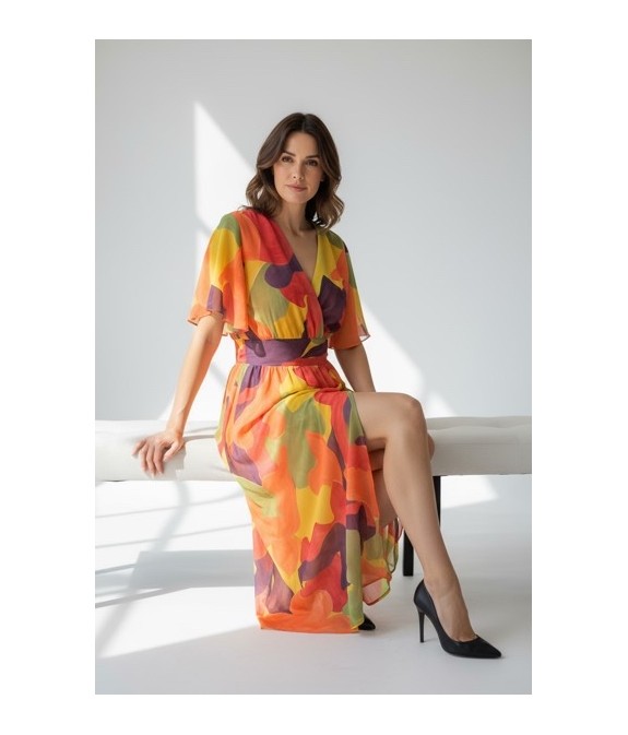 Robe longue fluide à imprimé fleuri multicolore
