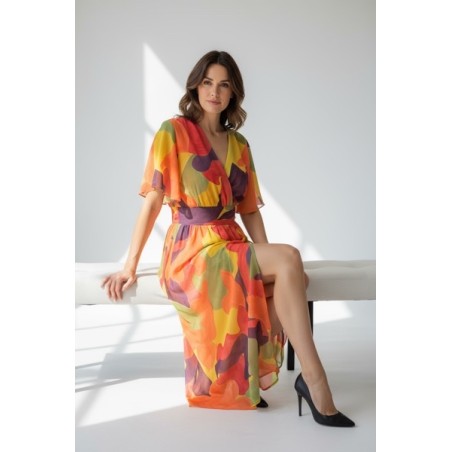 Robe longue fluide à imprimé fleuri multicolore