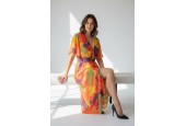 Robe longue fluide à imprimé fleuri multicolore