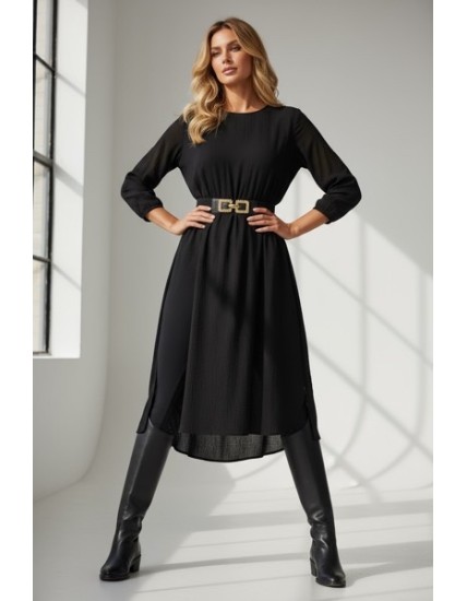 Ceinture Élastique Noire avec Boucle Dorée –