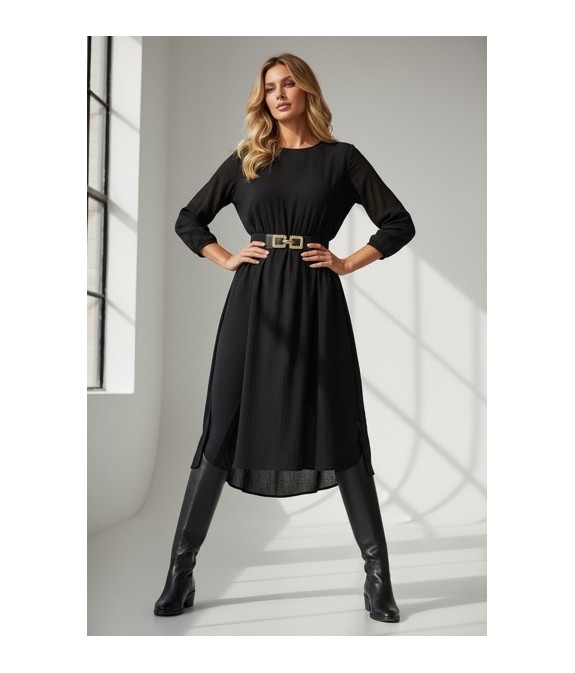 Ceinture Élastique Noire avec Boucle Dorée –