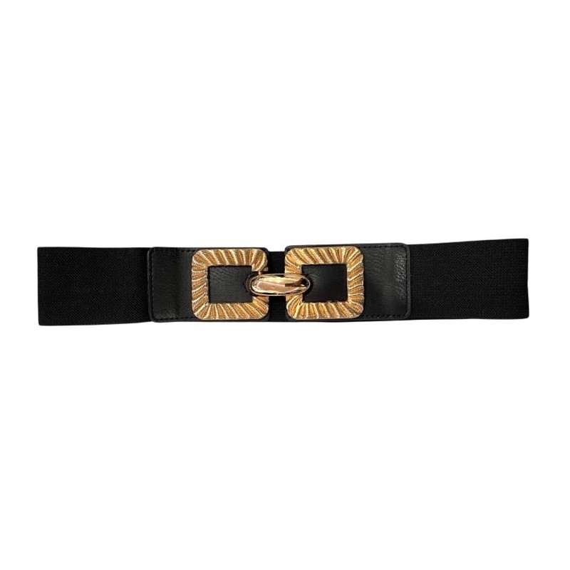 Ceinture Élastique Noire avec Boucle Dorée –