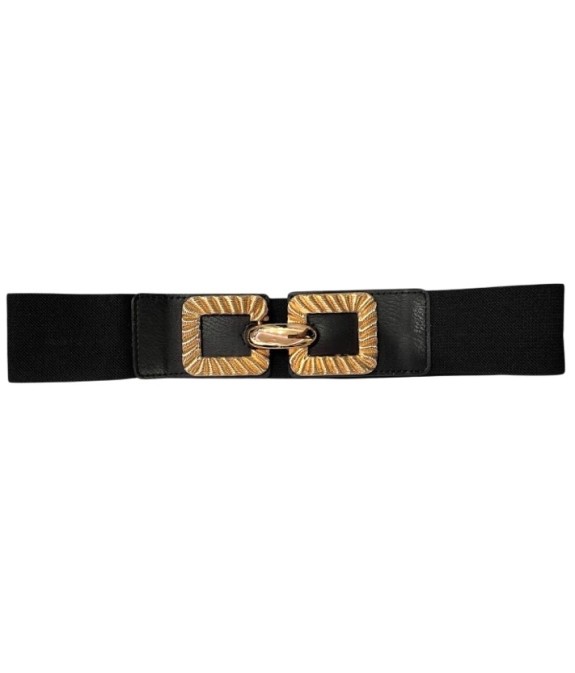 ceinture femme noire, ceinture élastique boucle dorée, ceinture mode chic, accessoire mode femme, ceinture taille haute