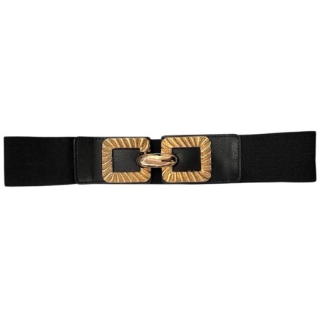 ceinture femme noire, ceinture élastique boucle dorée, ceinture mode chic, accessoire mode femme, ceinture taille haute