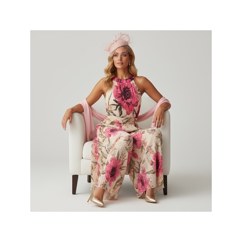 Combinison pantalon plissé imprime floral