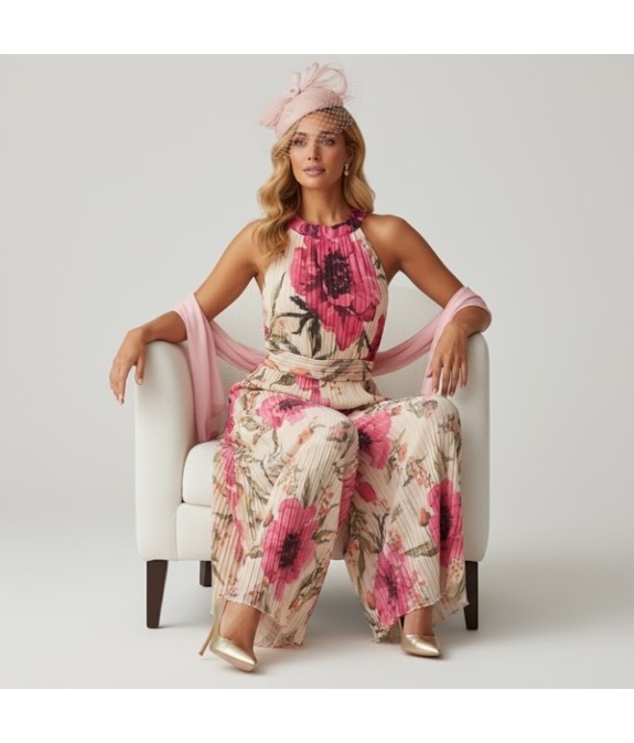 Combinison pantalon plissé imprime floral