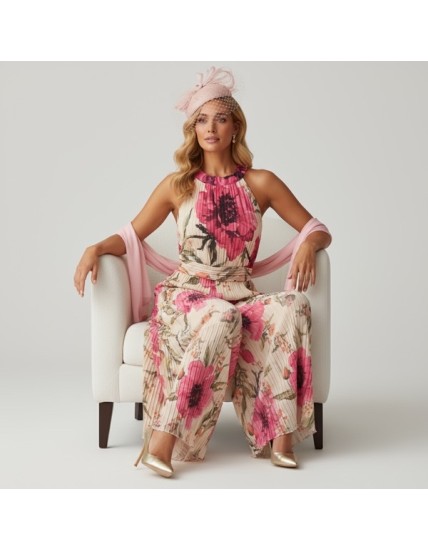 Combinison pantalon plissé imprime floral