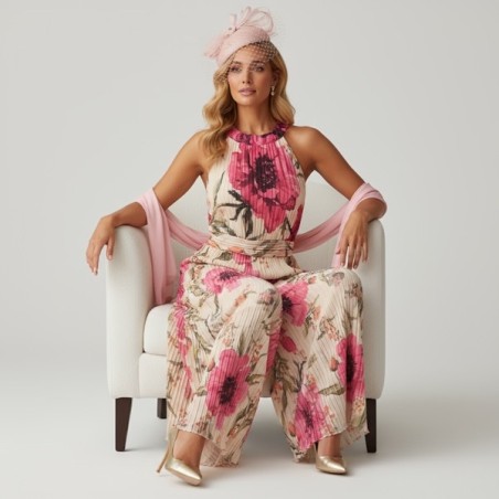 Combinison pantalon plissé imprime floral